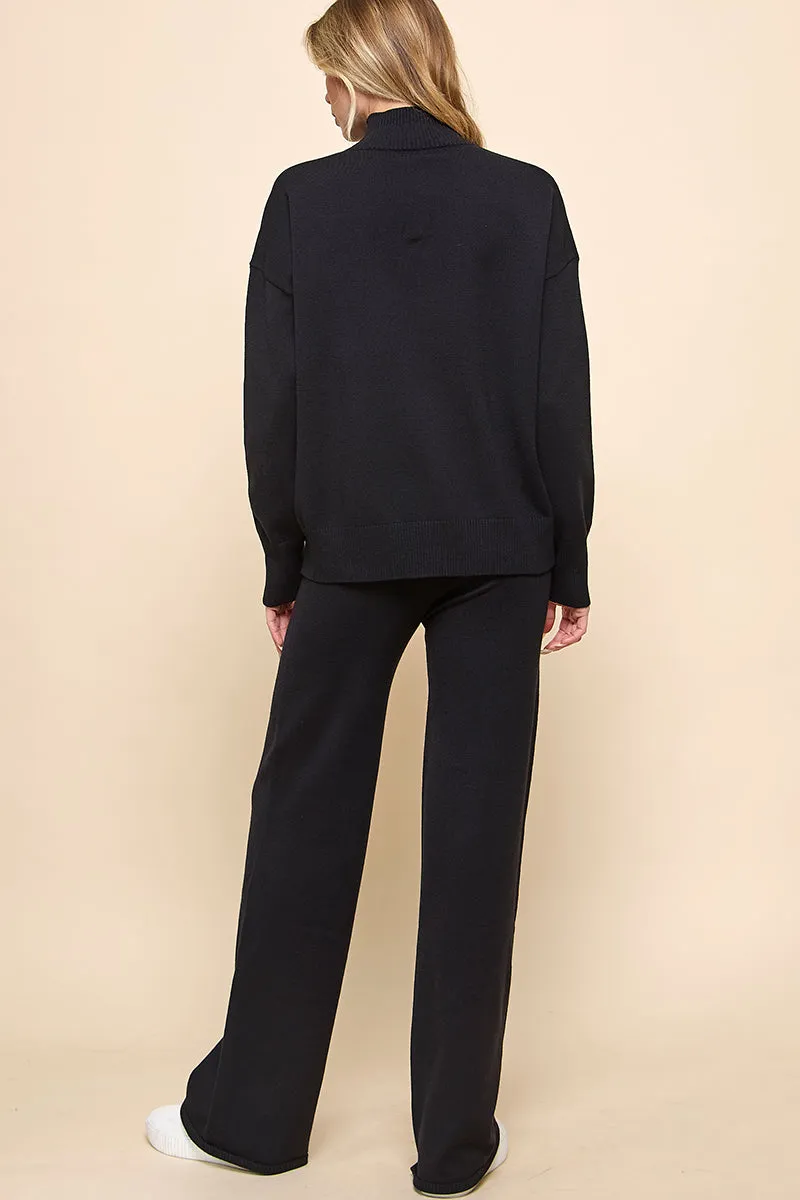 Turtleneck Knitted Sweater and Flare Pants Set