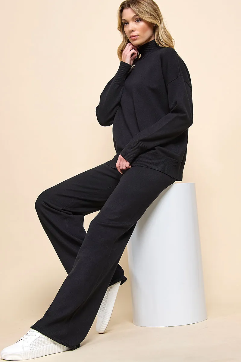 Turtleneck Knitted Sweater and Flare Pants Set