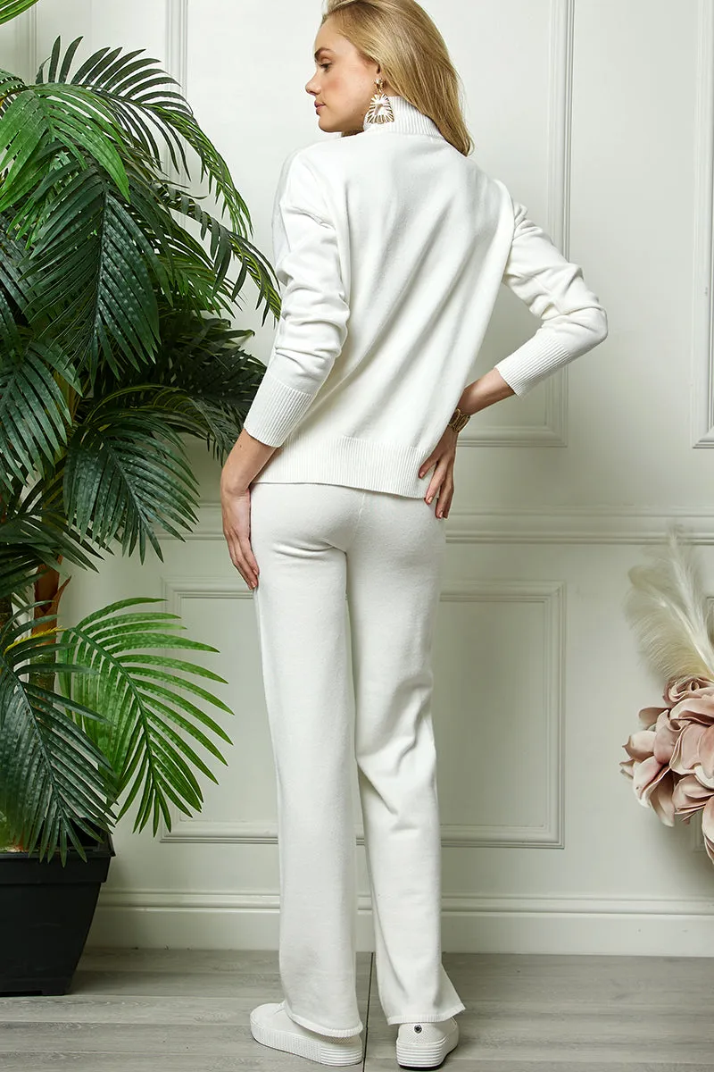 Turtleneck Knitted Sweater and Flare Pants Set