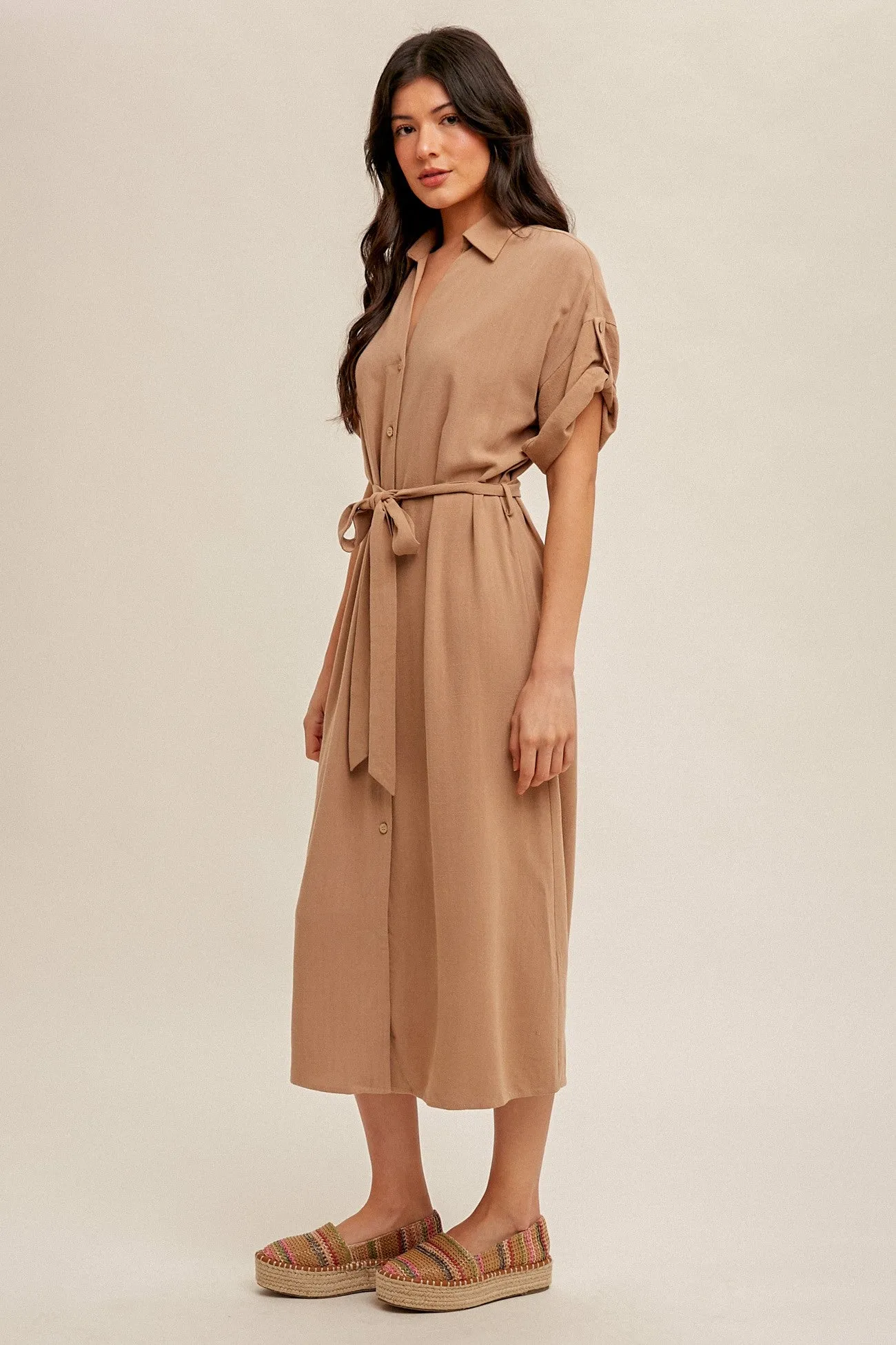 V-Neck Shirt Dress