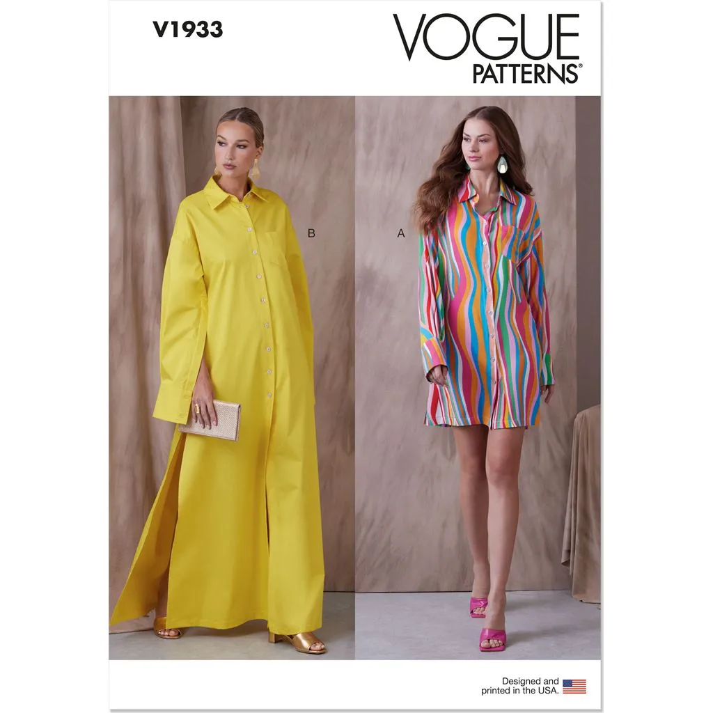 Vogue Pattern V1933 Misses' Shirt Dress