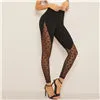 Wide Waistband Star Mesh Panel Black Contrast Mesh Sheer Spring Summer Galaxy Pattern Sexy Women Leggings