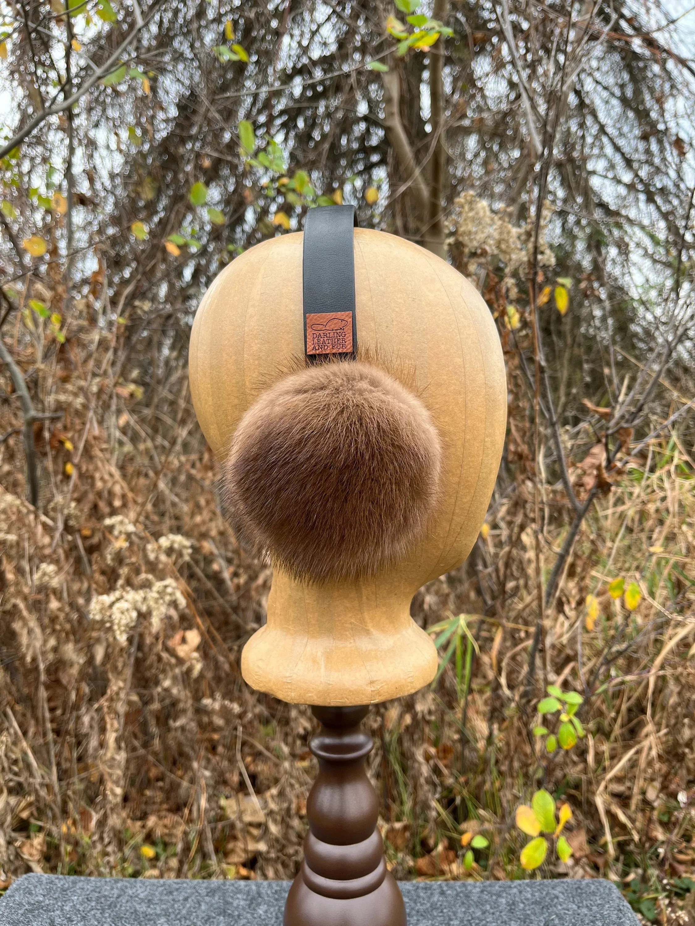 Wild Mink fur Earmuffs lined with Plucked & Sheared Beaver fur