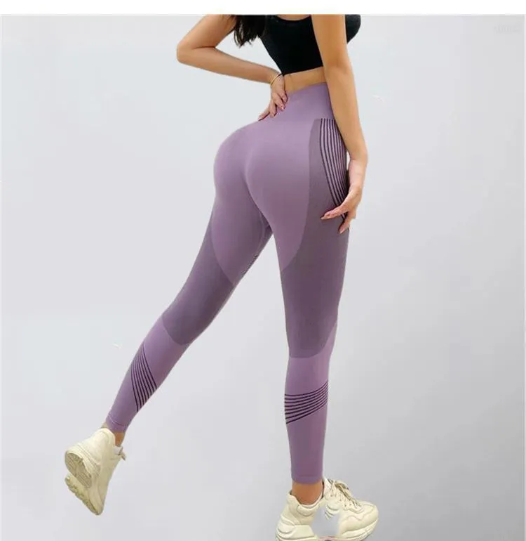 Wjczt Fashion Women Leggings High Waist Peach Hips Gym Leggings Quick-drying Sports Stretch Fitness Pants