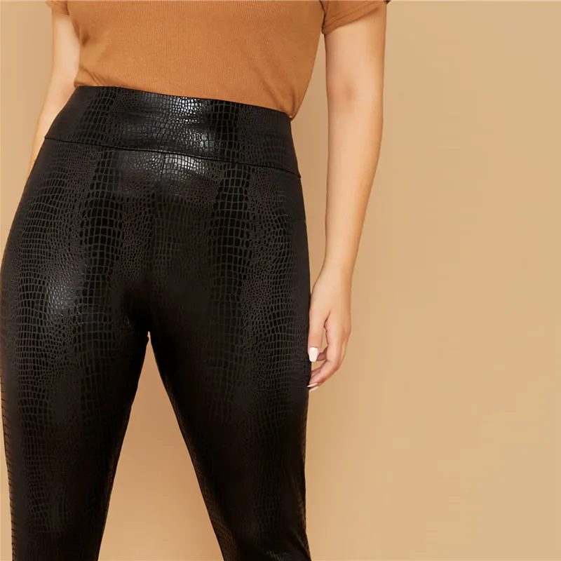 Women's Autumn Casual Snakeskin Leggings | Plus Size