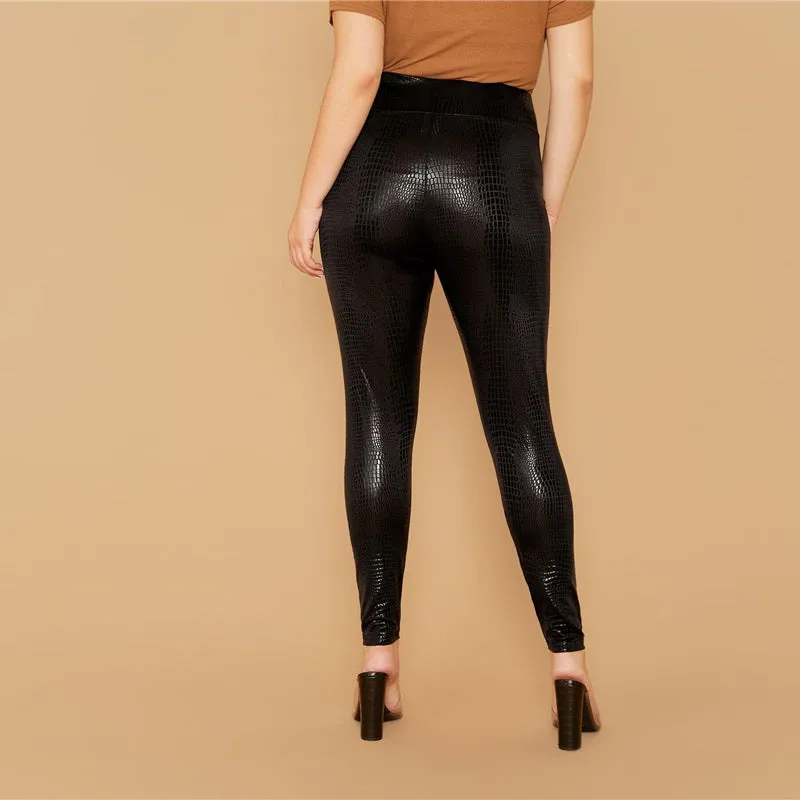 Women's Autumn Casual Snakeskin Leggings | Plus Size