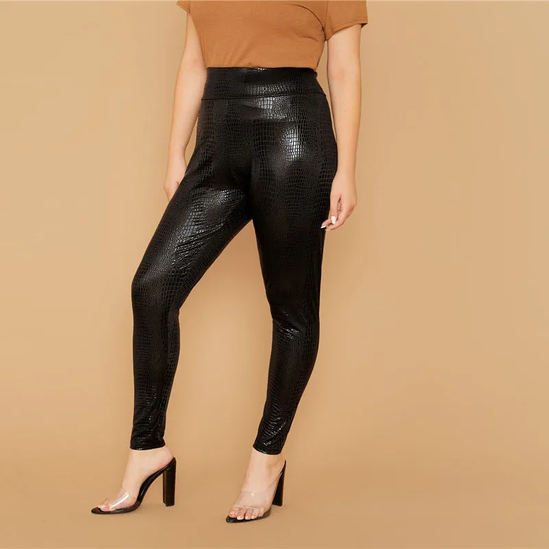 Women's Autumn Casual Snakeskin Leggings | Plus Size