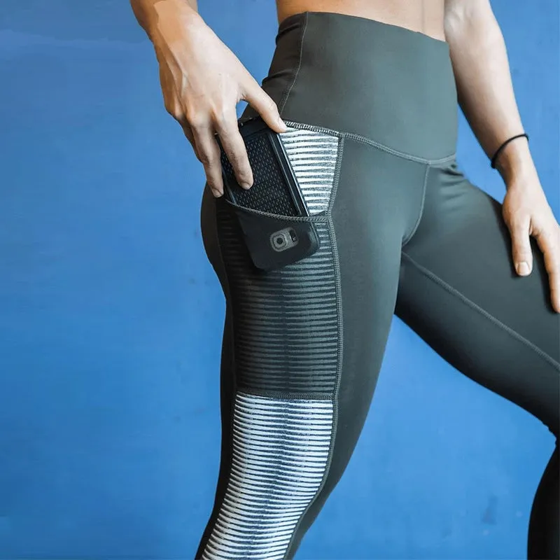 Women's Casual Spandex Striped High-Waist Fitness Leggings