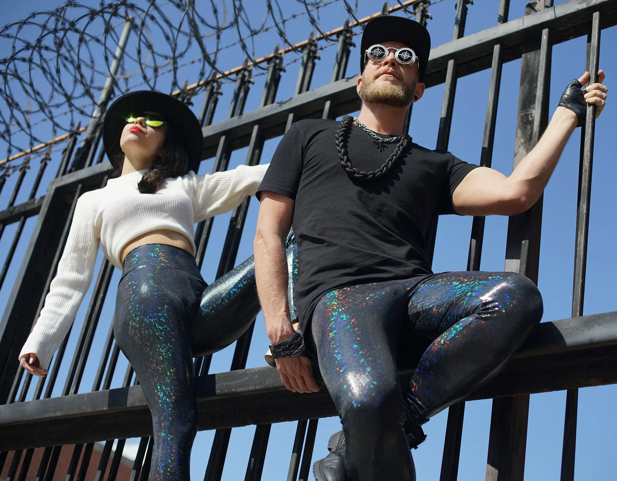 Women's Disco Black Holographic Leggings