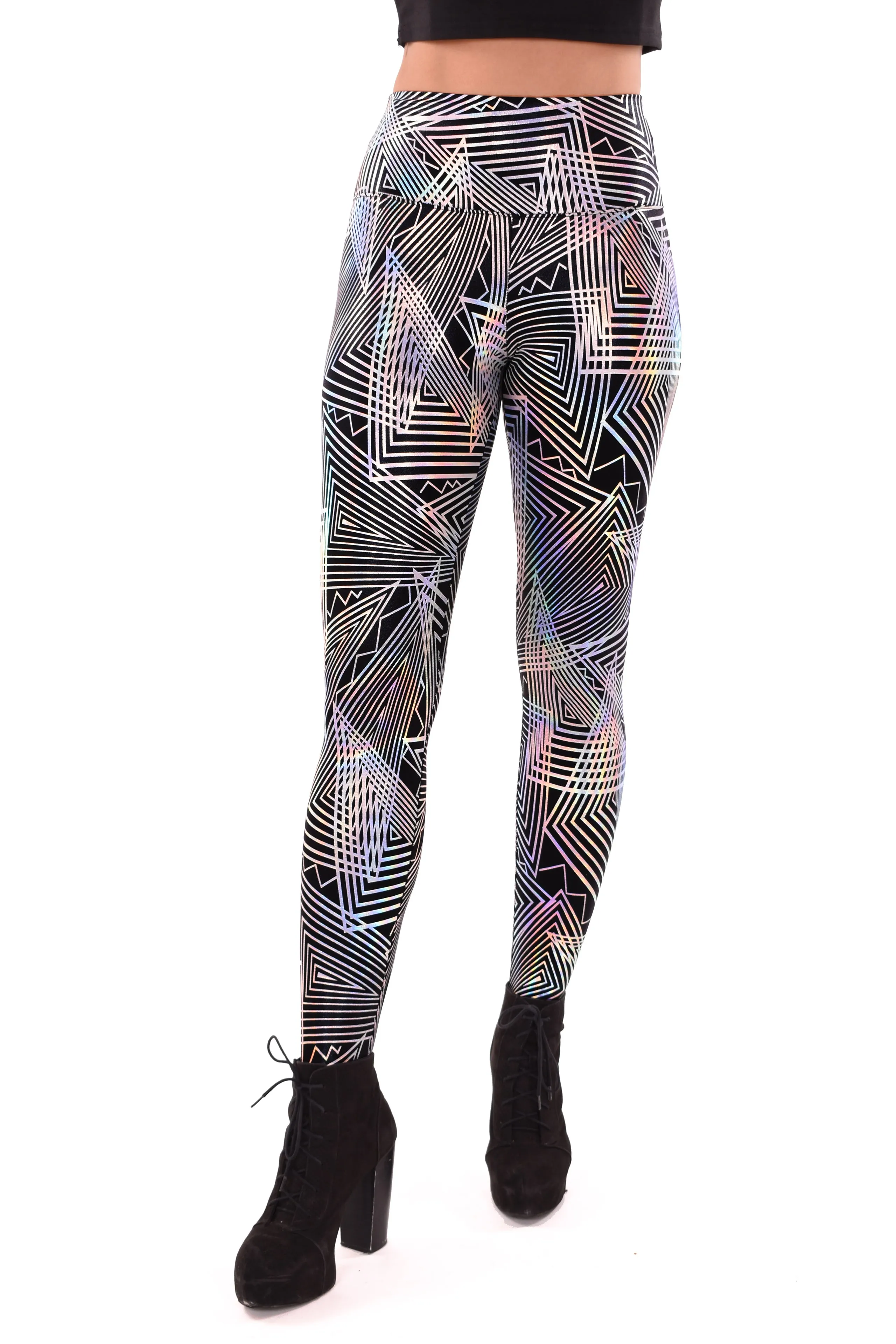 Women's Disco Daze Black Holographic Leggings