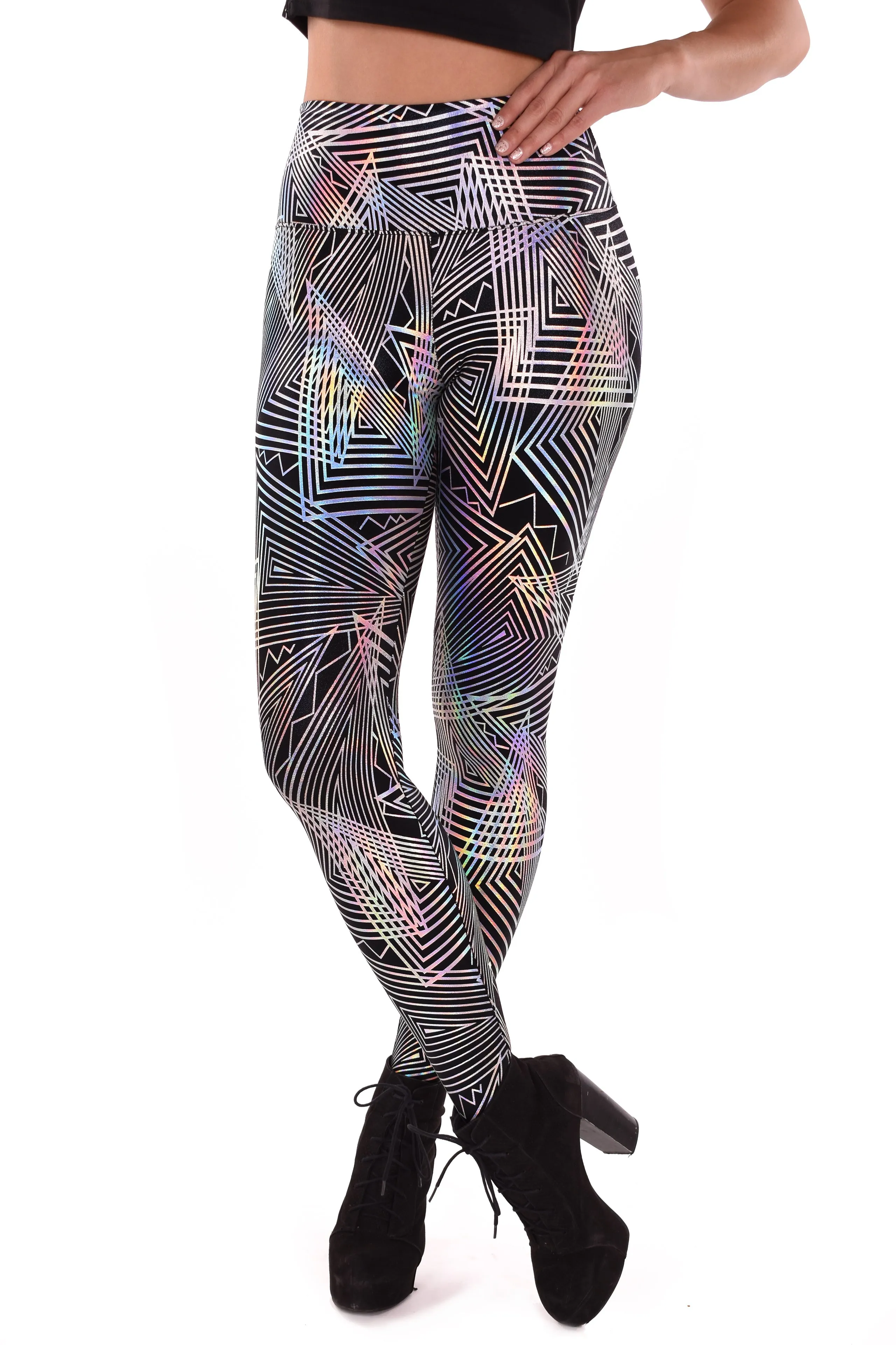 Women's Disco Daze Black Holographic Leggings