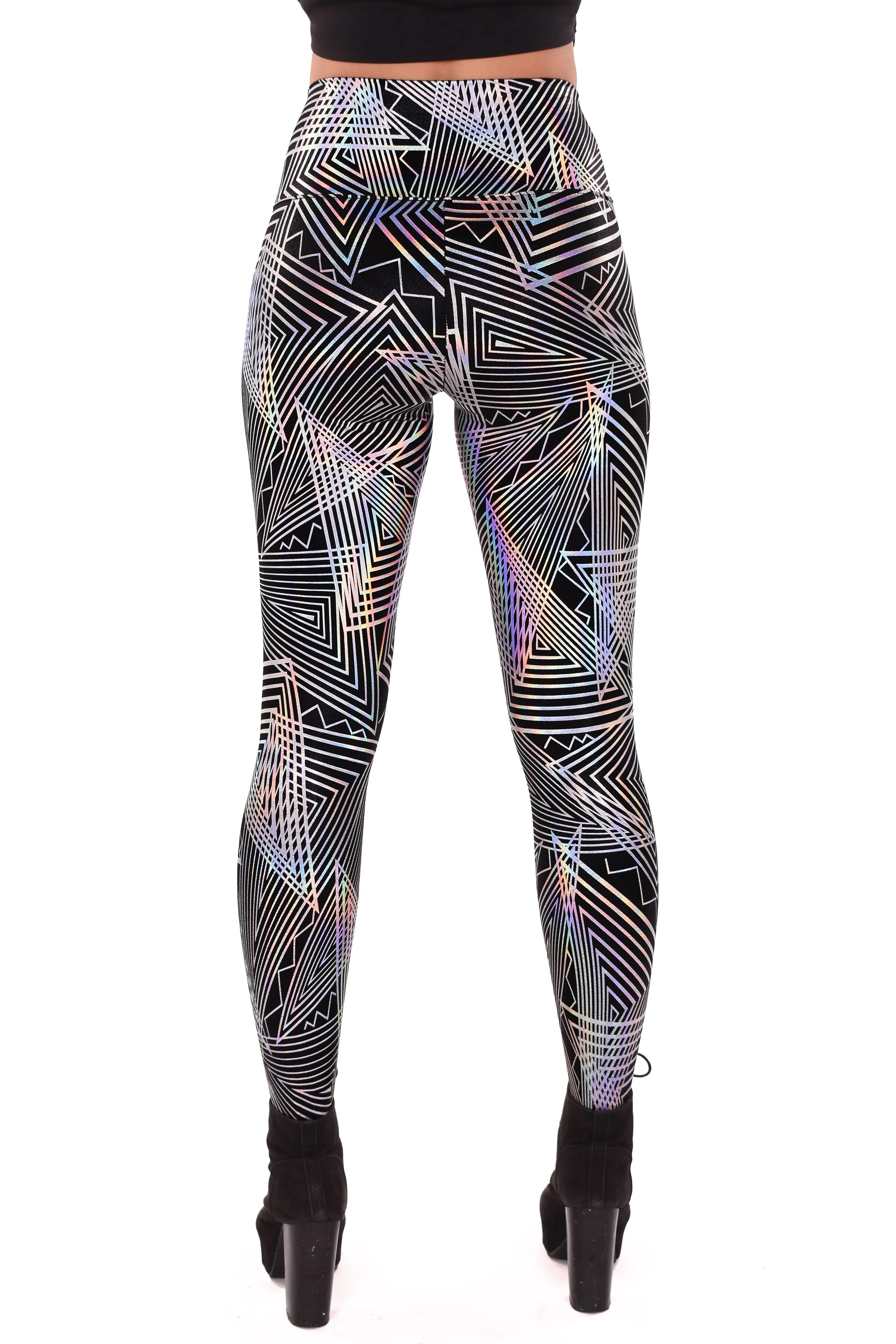 Women's Disco Daze Black Holographic Leggings
