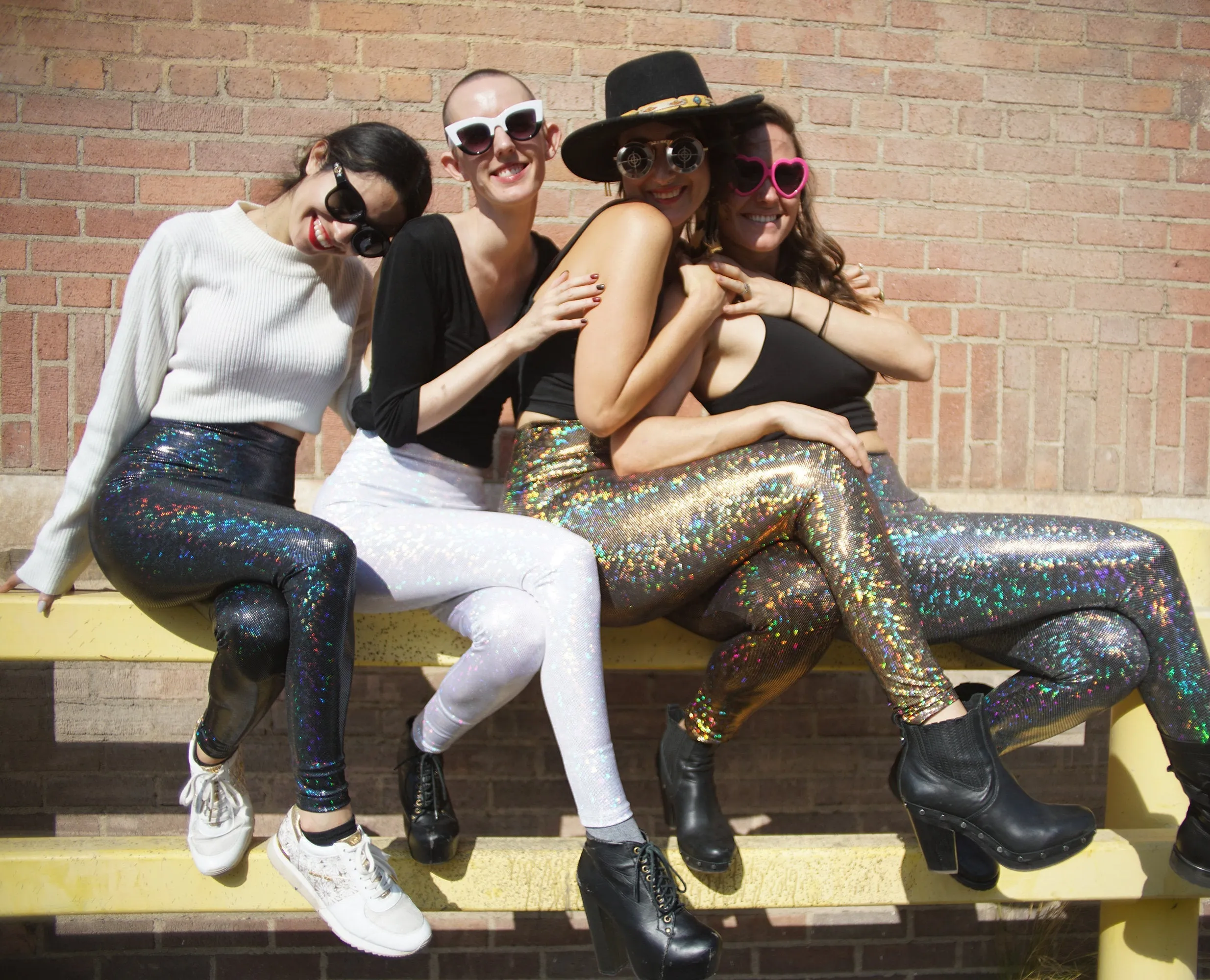 Women's Disco Gold Holographic Leggings - Daring Disco Ball