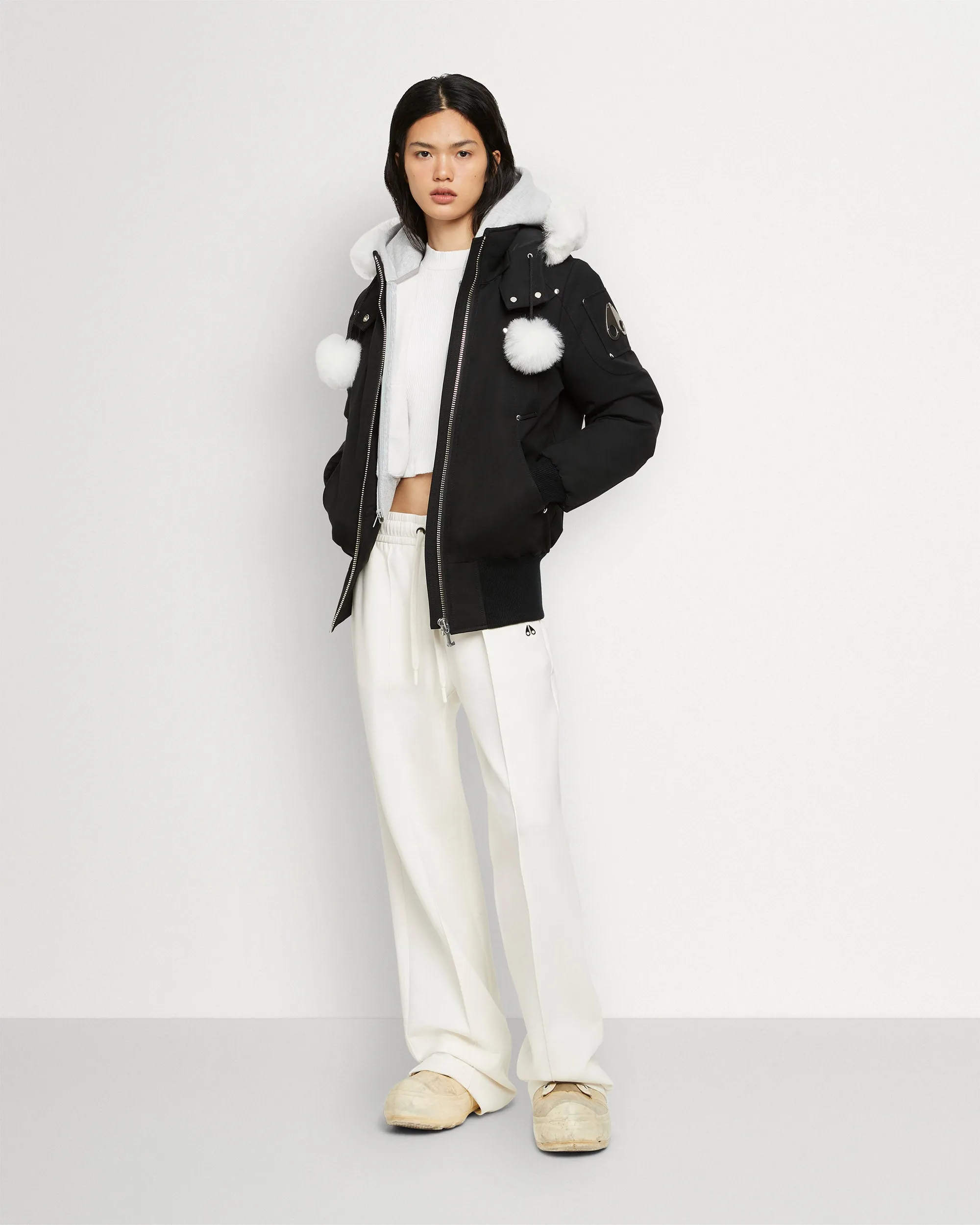 Women's Moose Knuckles Original Debbie Shearling Bomber Jacket Black