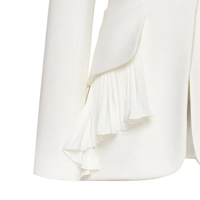Women's Spring and Fall Hem Splicing Pressure Pleat Blazer
