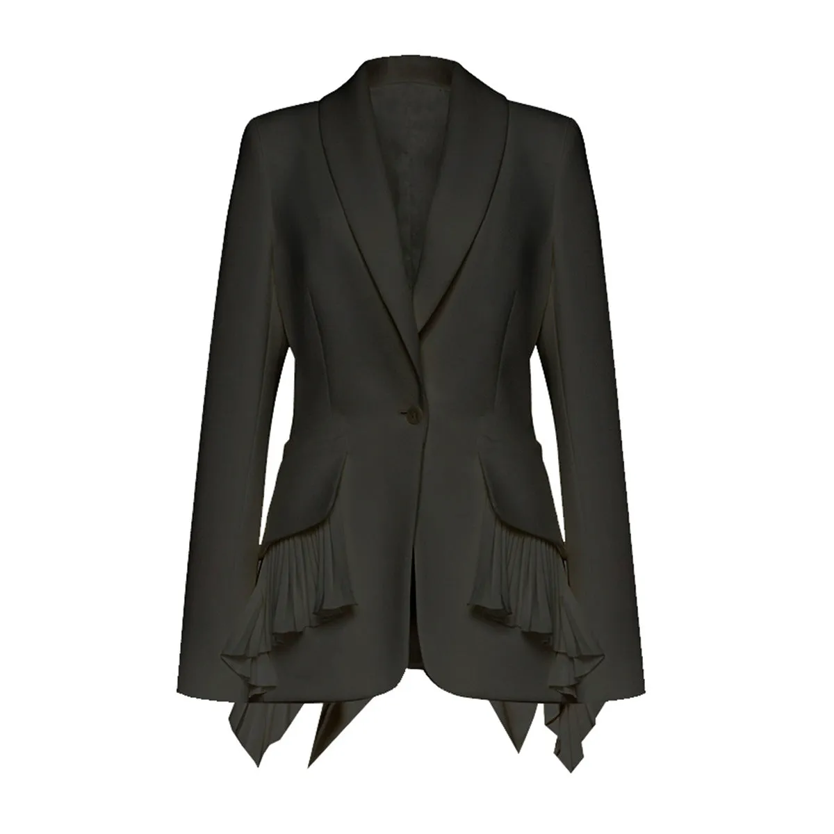 Women's Spring and Fall Hem Splicing Pressure Pleat Blazer