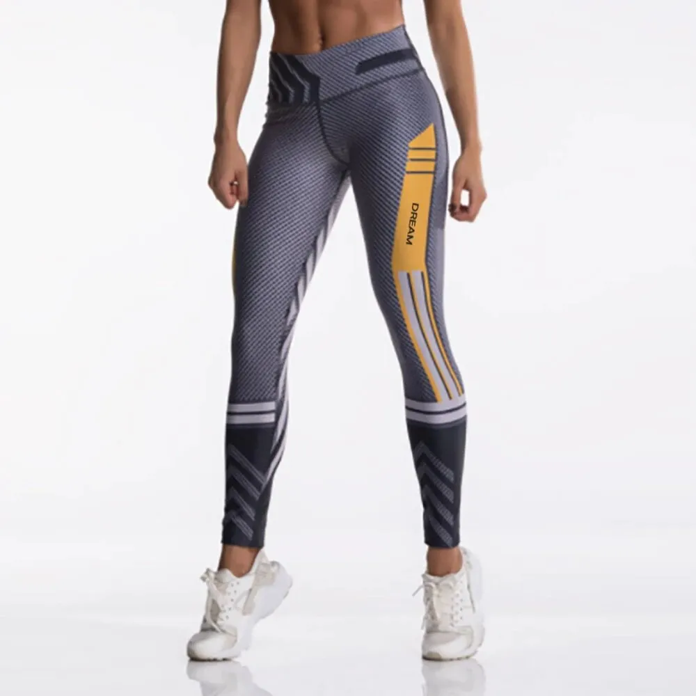 Women's Summer Stretchy Mid-Waist Leggings With Digital Prints