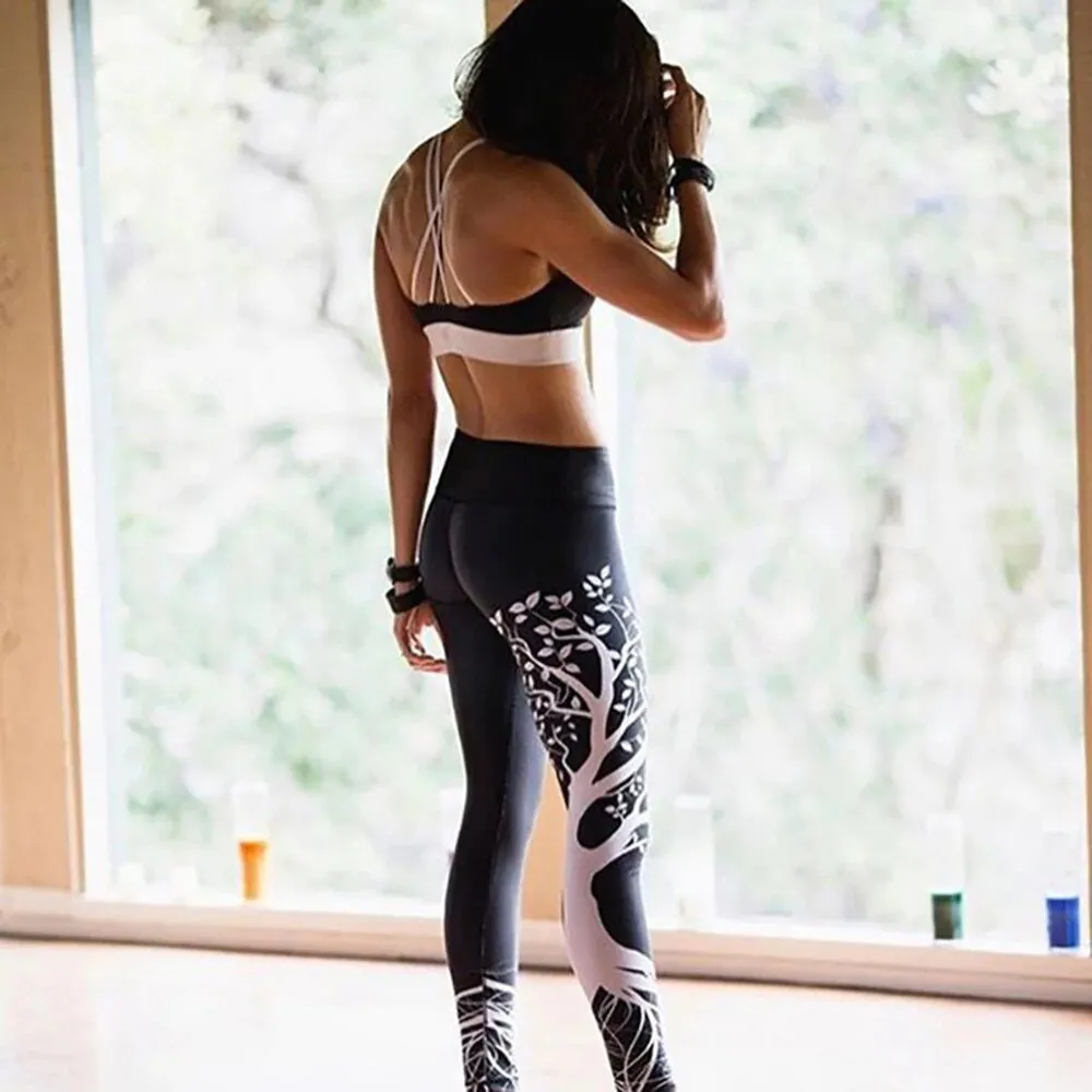 Women's Summer Stretchy Mid-Waist Leggings With Digital Prints