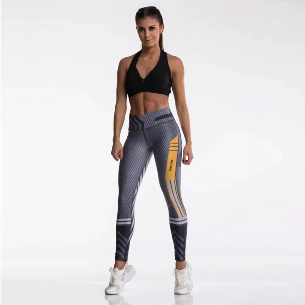 Women's Summer Stretchy Mid-Waist Leggings With Digital Prints